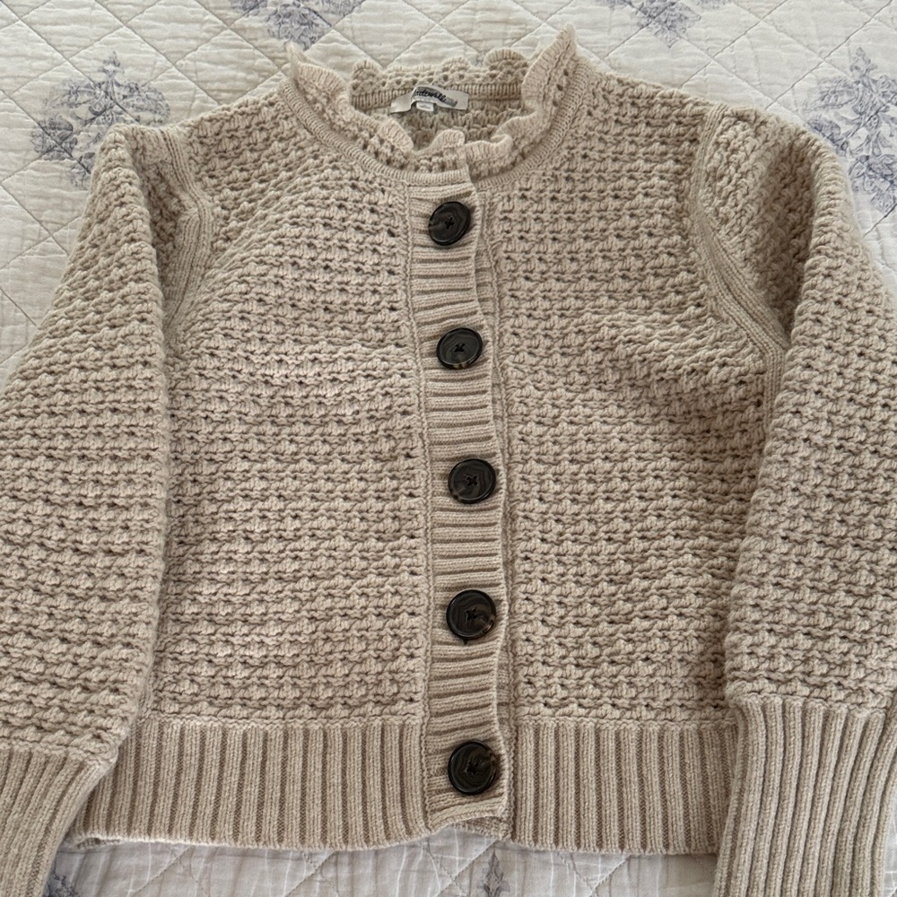 Scalloped Merino Wool-Blend Cardigan